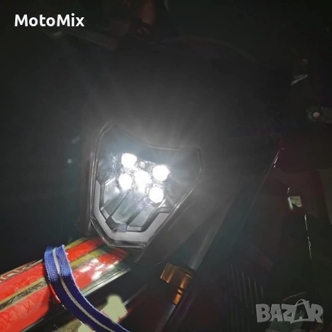 Маска с LED Фар за мотор, мотоциклет Черна с къси и дълги светлини - Универсален модел за ENDURO / T, снимка 3 - Части - 54354415