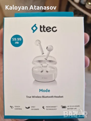 Безжични слушалки ttec Mode True Wireless (Чисто нови)