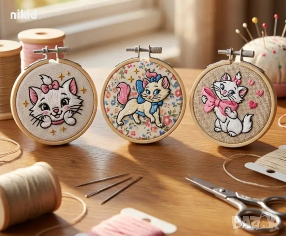6 бр Коте Мари Marie Cat стенсил шаблон спрей за торта украса сладки Scrapbooking, снимка 3 - Други - 54664248