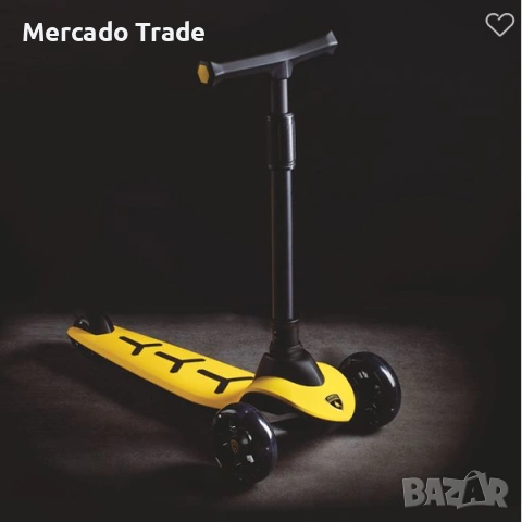 Тротинетка за деца Mercado Trade, Регулируемо кормило, Светещи колела, Жълт