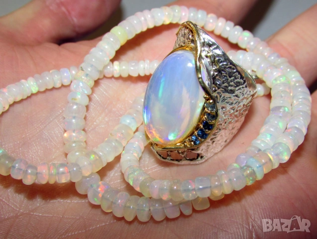 925 прекрасен сребърен пръстен с опал