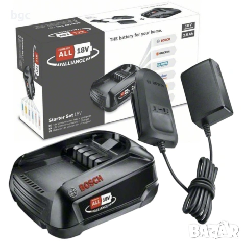 НОВИ 4A ЗАРЯДНО + 2,5 Ah БАТЕРИЯ BOSCH 18V 1600A02625 - 24 МЕСЕЦА  ГАРАНЦИЯ