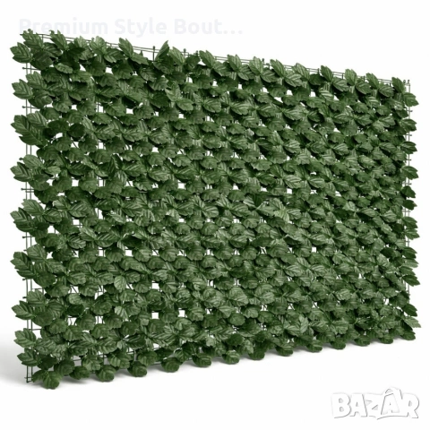 Изкуствен жив плет от бръшлян 1.5 x 3 м – UV устойчив, плътна зелена стена за балкон и ограда, снимка 6 - Декорация за дома - 54158756