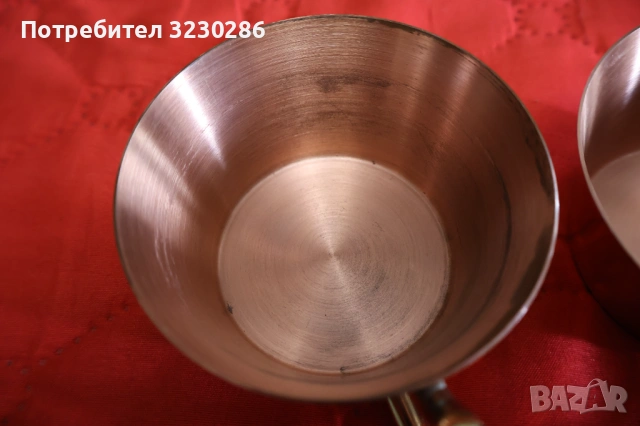 Медни чаши с позлатени дръжки, снимка 2 - Антикварни и старинни предмети - 54729456