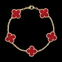 Van Cleef & Arpels VCA 5 Motifs Gold Red Carnelian Vintage Alhambra Дамска Гривна, снимка 8
