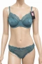 Комплект дамско бельо Hunkemöller – сутиен 90C и бикини XL, тюркоазено-син цвят с дантела, снимка 1