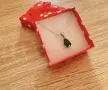Сребърно колие с изумрудена капка, снимка 1