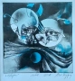 Картина, графика, "Сфери", худ. Л. Йорданов (1934-2012), снимка 1