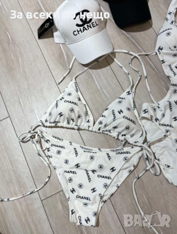 Chanel Дамски Бял Бански С 2 Части👙Дамски Бански С Две Части Шанел Код VivaModa61