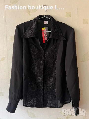Нова с етикета черна риза с дантелени детайли 🖤 Налични размери M , L , XL 🖤