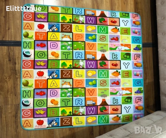 Двулицево детско килимче, Топлоизолиращо. 120х180 см и дебелина 0.5 см "Учи английски"