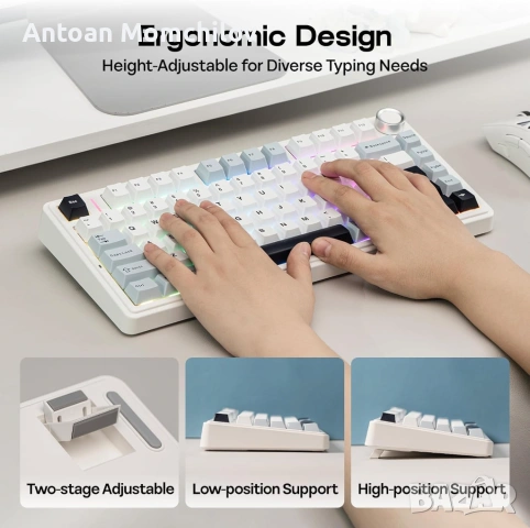 Механична клавиатура EPOMAKER x Aula F75 Wireless, снимка 4 - Клавиатури и мишки - 54860643
