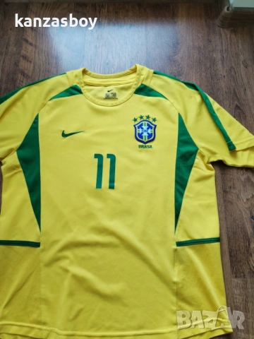  Brazil 2002-04 Nike Home Shirt Ronaldinho 11 - мъжка колекционерска тениска ОТЛИЧНО СЪСТОЯНИЕ ХЛ, снимка 6 - Тениски - 54347124