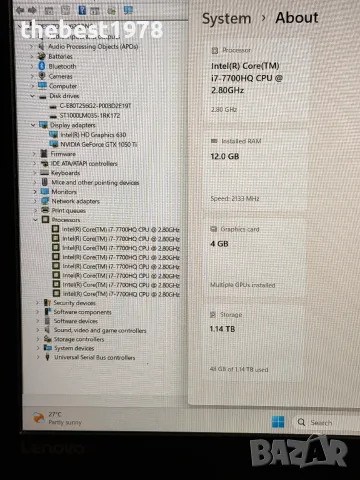 Lenovo Legion Y520`Core i7-7700HQ/GTX 1050Ti/12GB RAM/256GB SSD+1TB HDD/Full HD IPS, снимка 8 - Лаптопи за игри - 55470674