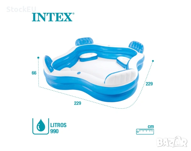Надуваем басейн Intex 229 х 66 см 4 седалки, снимка 5 - Басейни и аксесоари - 54922667