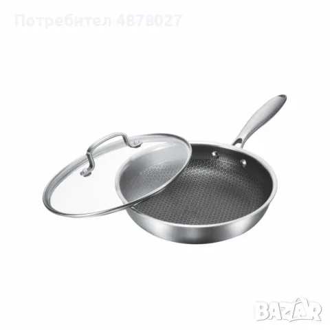 Тиган с капак Goldmann GM 1128-24, 1128-26 , 24x5 см./26х5 см., Трислойно дъно, Незалепващо покритие, снимка 3 - Съдове за готвене - 55516917