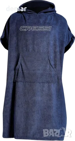 Cressi пончо хавлия L/XL 92 × 118 см, тъмносиня