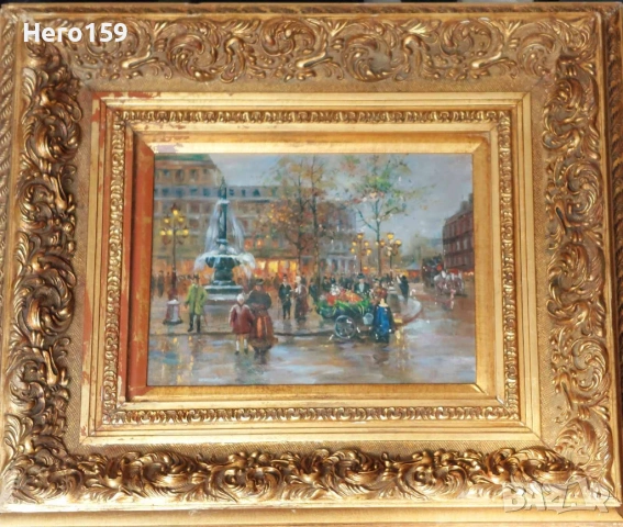 Стара авторска картина,масло Франция 19век