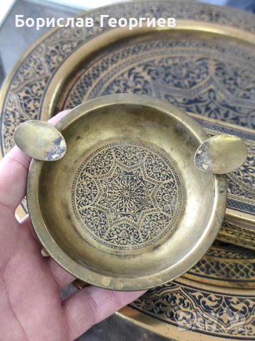 Стар месингов комплект за пушачи, снимка 4 - Антикварни и старинни предмети - 53970963