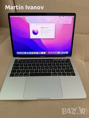Macbook pro 13 inch model A1706 silver 2,9ghz 256gb touch bar 2016, снимка 2 - Лаптопи за игри - 54442794