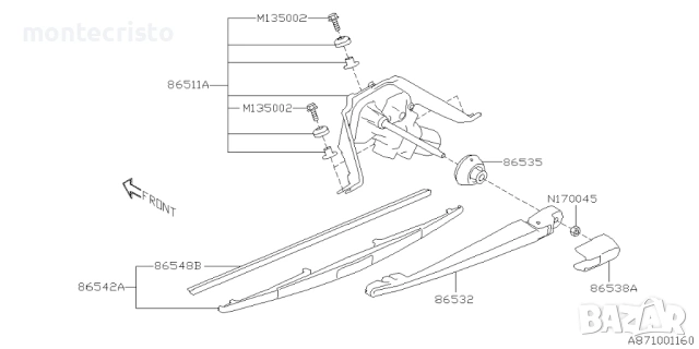 Задно моторче чистачка Subaru Outback BT (2019-2023г.) 86510AN08A мотор, снимка 5 - Части - 54374889