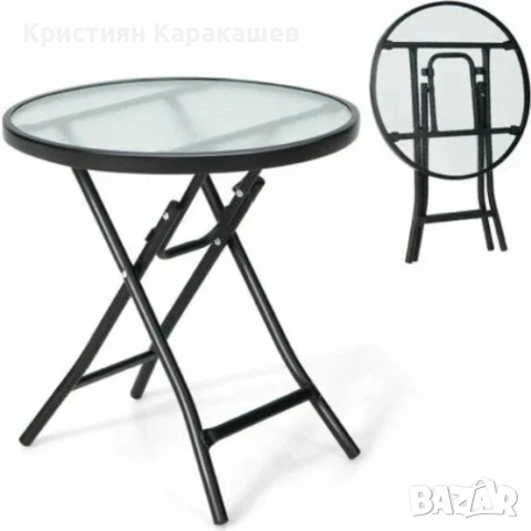 Сгъваема кръгла градинска маса, снимка 2 - Маси - 54569314
