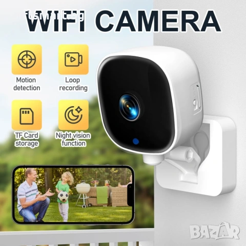 К7 Wi-Fi охранителна камера, 5x5x4 cm, 1080P Full HD, Нощно виждане, Двупосочно аудио, снимка 2 - Камери - 54986944