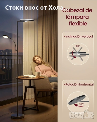 LED подова лампа VASAGLE , регулируема височина, 42W, въртяща се глава, таймер и дистанционно, снимка 4 - Настолни лампи - 54590804