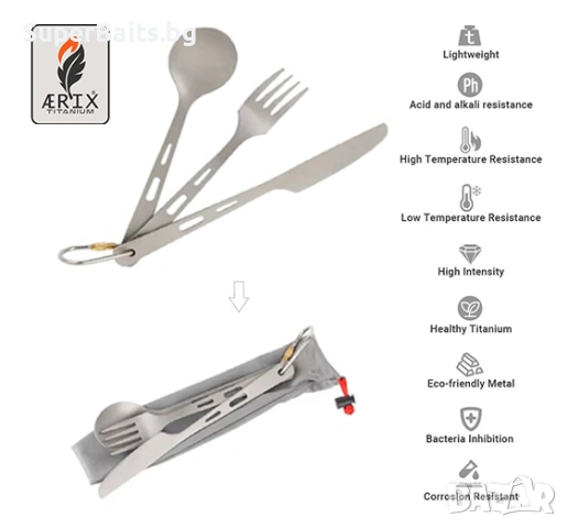 SET Титаниеви прибори, снимка 2 - Екипировка - 54894342