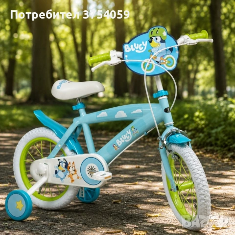 Детски велосипед Bluey 16" със спомагателни колела – светлосин, за деца 5–7 години, снимка 7 - Детски велосипеди, триколки и коли - 55148034