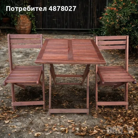 Градински комплект Kreta Muhler Meranti - 3 части, дърво, снимка 2 - Градински мебели, декорация  - 55359264