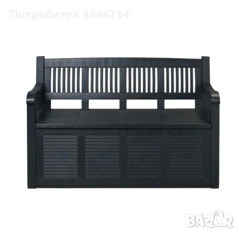Градинска пейка с ракла, Ш 130 x Д 60 x В 85 см, антрацит, снимка 3 - Градински мебели, декорация  - 54360289