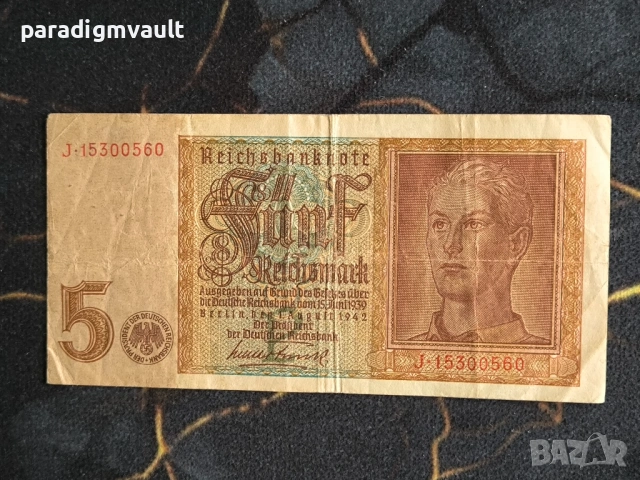 Банкнота - Трети райх - Германия - 5 марки | 1942г.