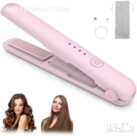 Нова бяла Мини безжична преса и маша за коса жени 2 в 1 4 температури