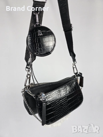 Нова дамска чанта Steve Madden MAXIMA Black Croc с портмоне, снимка 2 - Чанти - 54405313