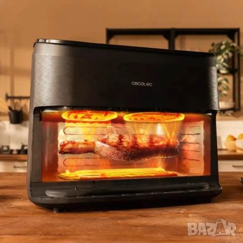 Фритюрник с горещ въздух Cecotec Cecofry&Grill Smokin' 10000, 10L, 2200W, 40-200°C, грил, снимка 3 - Фритюрници - 55193382