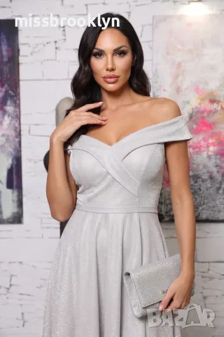 Рокля “Silver Rose Lame Couture” – брокатена сребърна рокля арт.186, снимка 2 - Рокли - 55671298