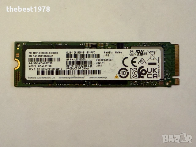 1TB 1000GB SSD NVMe Gen 3x4/100% Здраве/Samsung PM981A