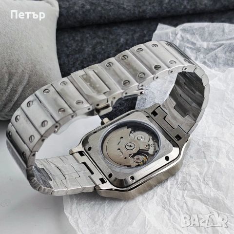 НОВ Мъжки автоматичен Seiko Mod Santos часовник Time is money , снимка 3 - Мъжки - 53975415