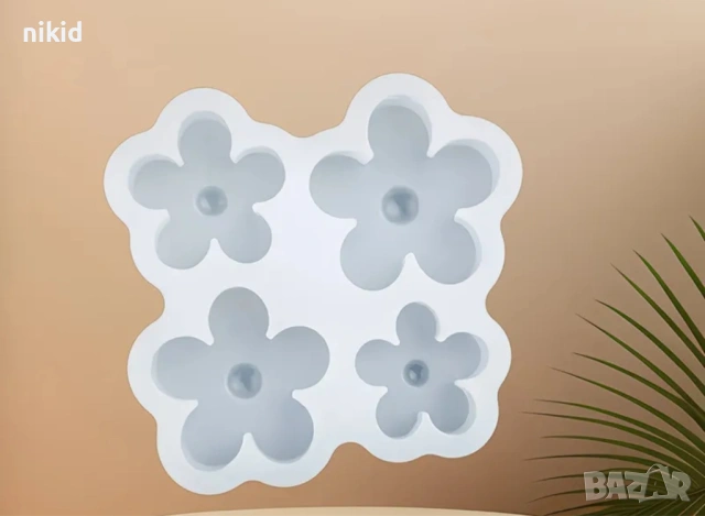 4 дълбоки цветя цвете с тичинки силиконов молд форма фондан шоколад гипс  смола декор, снимка 2 - Форми - 54185099