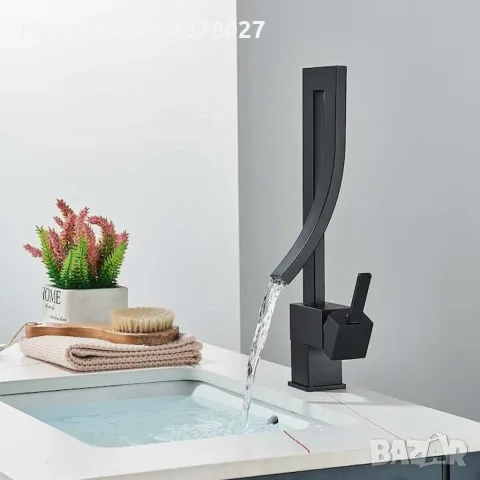 Смесител за мивка  модел водопад, матов, черен, снимка 9 - Мивки - 55607505