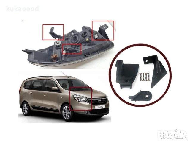 Комплект щипки за захващане на фар Dacia Lodgy, снимка 2 - Части - 54190916