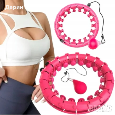 Смарт 3D Hula Hoop с тежест и масажни възли – Регулируем фитнес обръч за стягане на талията и корема, снимка 2 - Масажори - 55359113