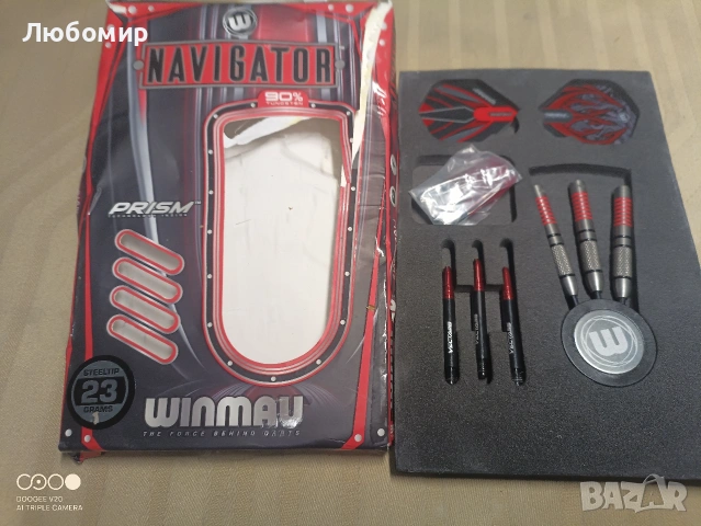 Комплект стрелички WINMAU Darts Navigator 23g 90% волфрам със стоманен връх, включващ , снимка 3 - Други спортове - 54881595