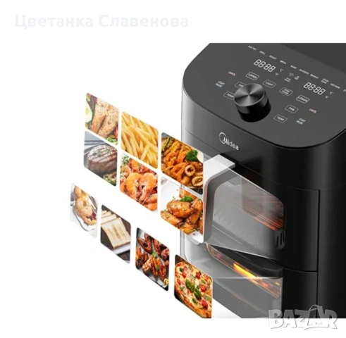 Еърфрайър /Фритюрник с горещ въздух 11 л,1850 W ,двузонов дизайн,функция IOT, снимка 8 - Фритюрници - 50730891