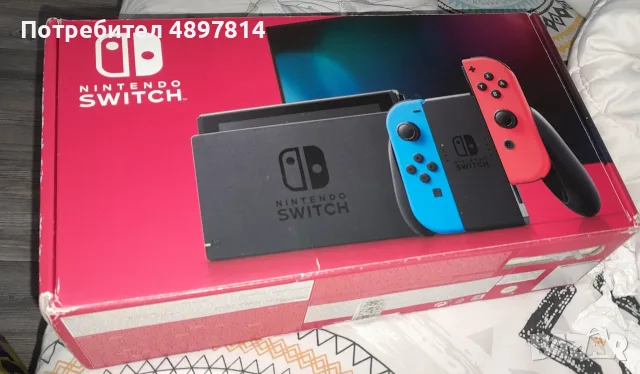 Nintendo switch + 4 игри + калъф : Запазени+ безблатен син JOY CON , снимка 2 - Nintendo конзоли - 55428751