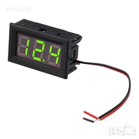 Комплект от 5 броя дигитални волтметра за вграждане DC 5V-120V, зелен LED – за автомобил 10389, снимка 7 - Друга електроника - 54691909