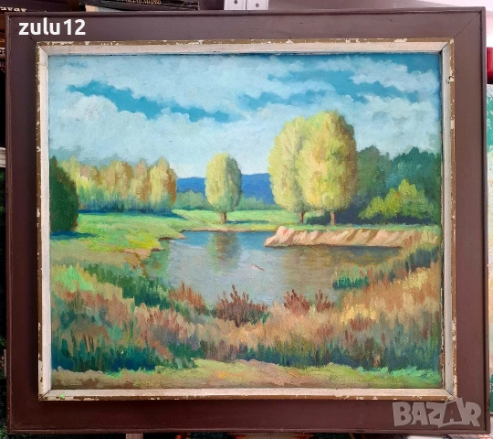 Стара картина без забележки. Масло върху фазер. Размери-77 на 68 см. с рамката. Цена-100 евро., снимка 2 - Картини - 54697005