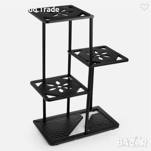 Декоративен цветарник Mercado Trade, 3 нива, Метал, Черен, снимка 2 - Декорация за дома - 54111796