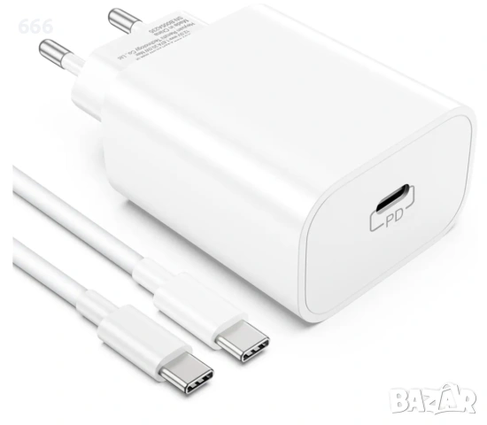 Зарядно устройство 20W USB-C с кабел за бързо зареждане